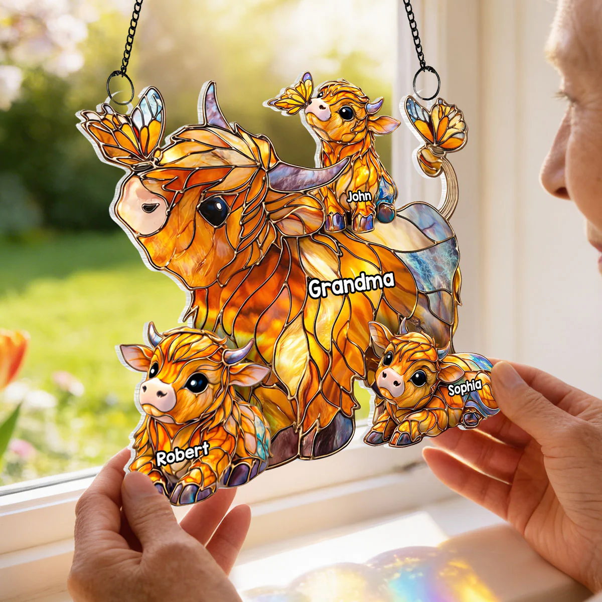 Mom Grandma's Herd - Personalized Suncatcher - Mother's Day Gift for Mom, Grandma, Wife - Image 4