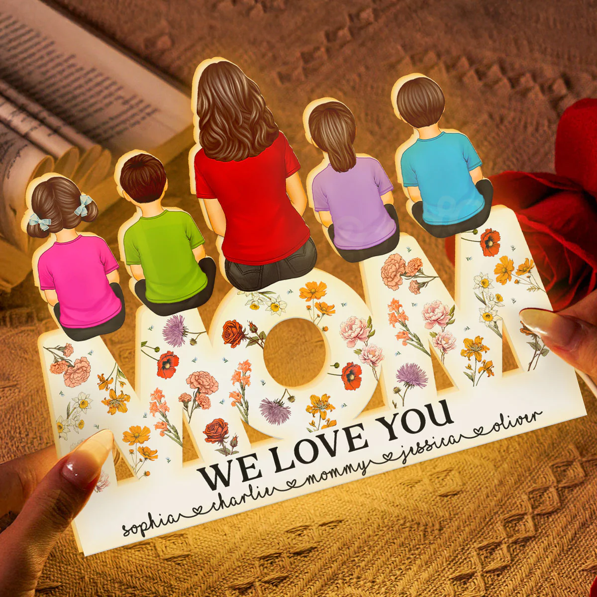 MOM Floral Personalized Light Box, Heartfelt Gift For Mom - Image 2