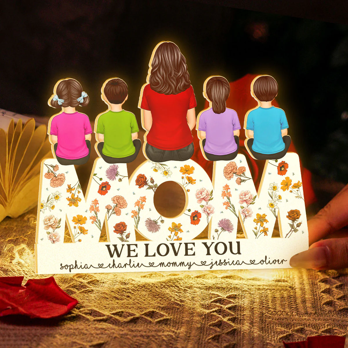 MOM Floral Personalized Light Box, Heartfelt Gift For Mom - Image 3