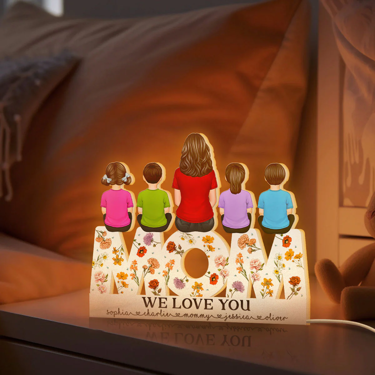 MOM Floral Personalized Light Box, Heartfelt Gift For Mom - Image 4