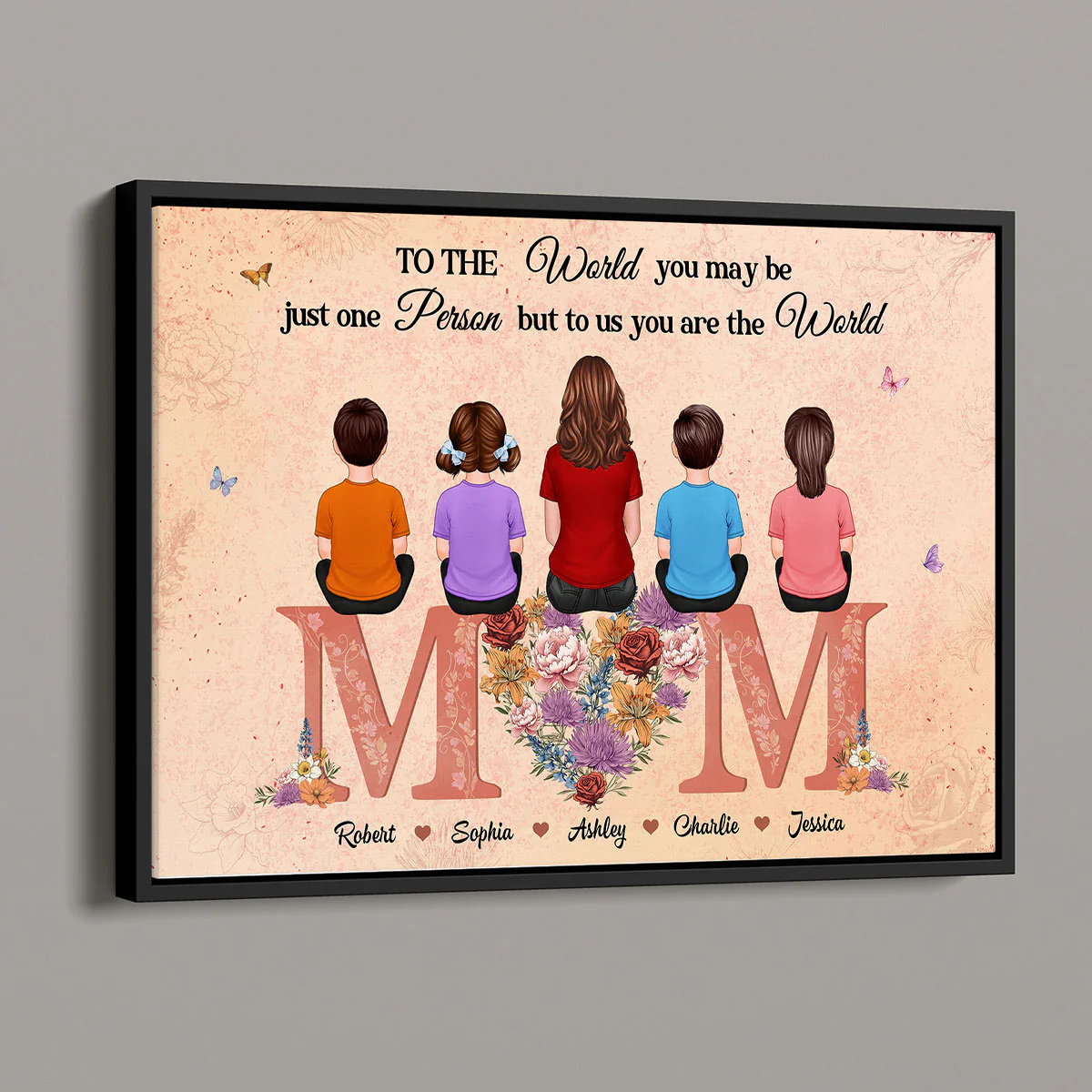 Mom Heart Birth Month Flowers Sitting On Text Personalized Poster - Image 2