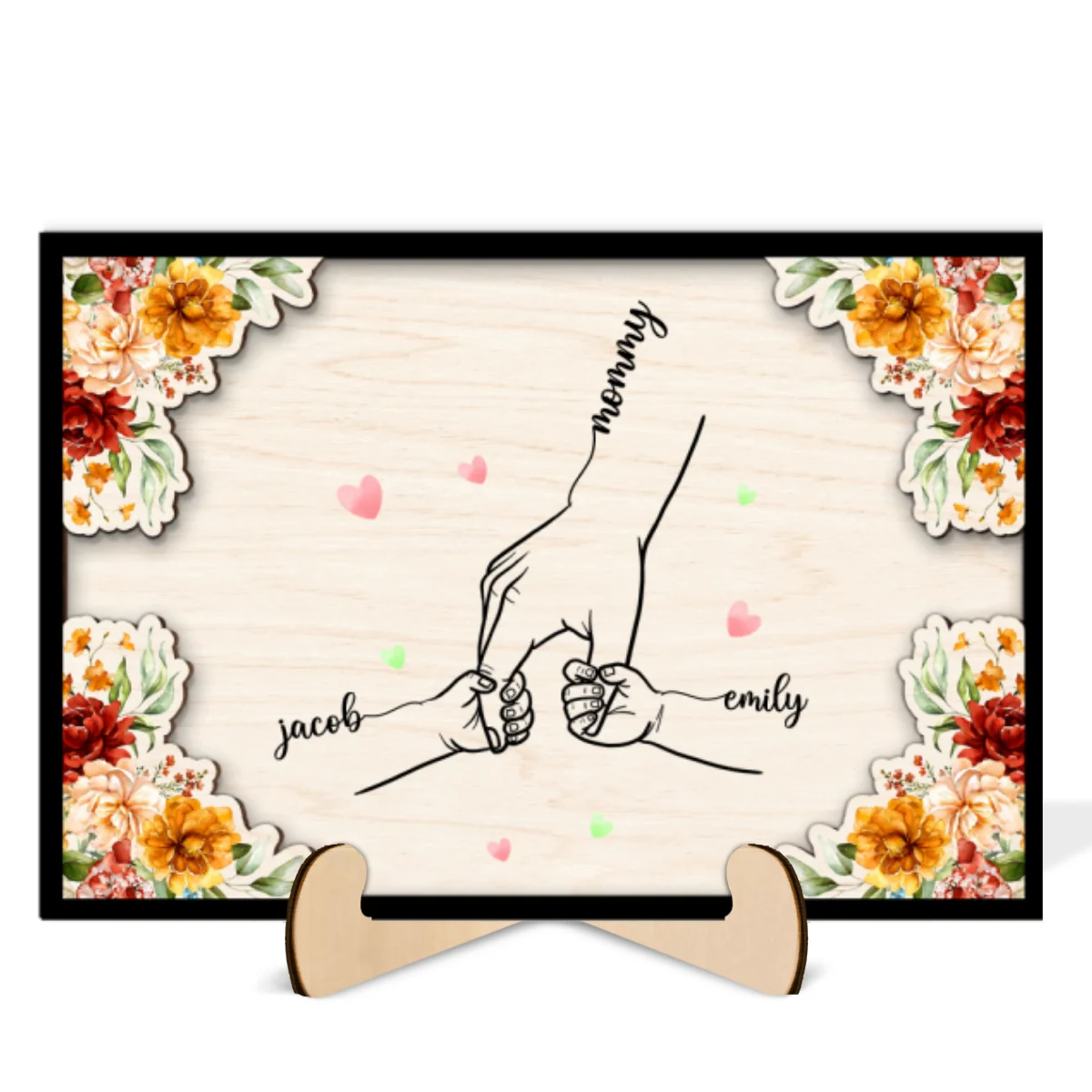 Mom Holding Children Hands Personalized 2-Layer Wooden Plaque - Image 7