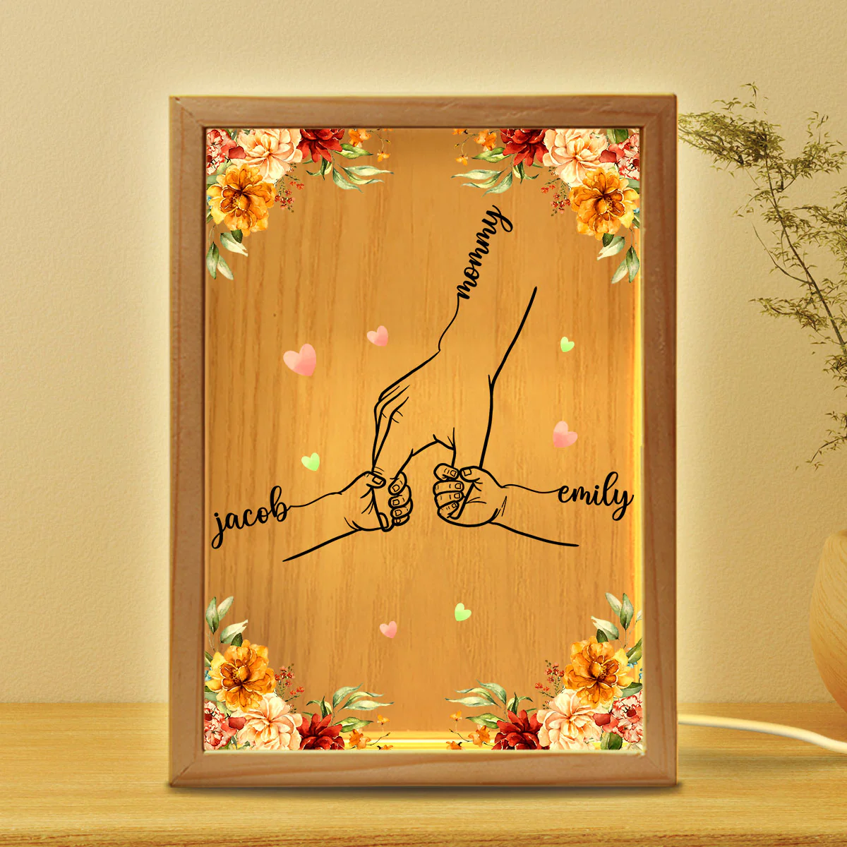 Mom Holding Children Hands Personalized Frame Light Box