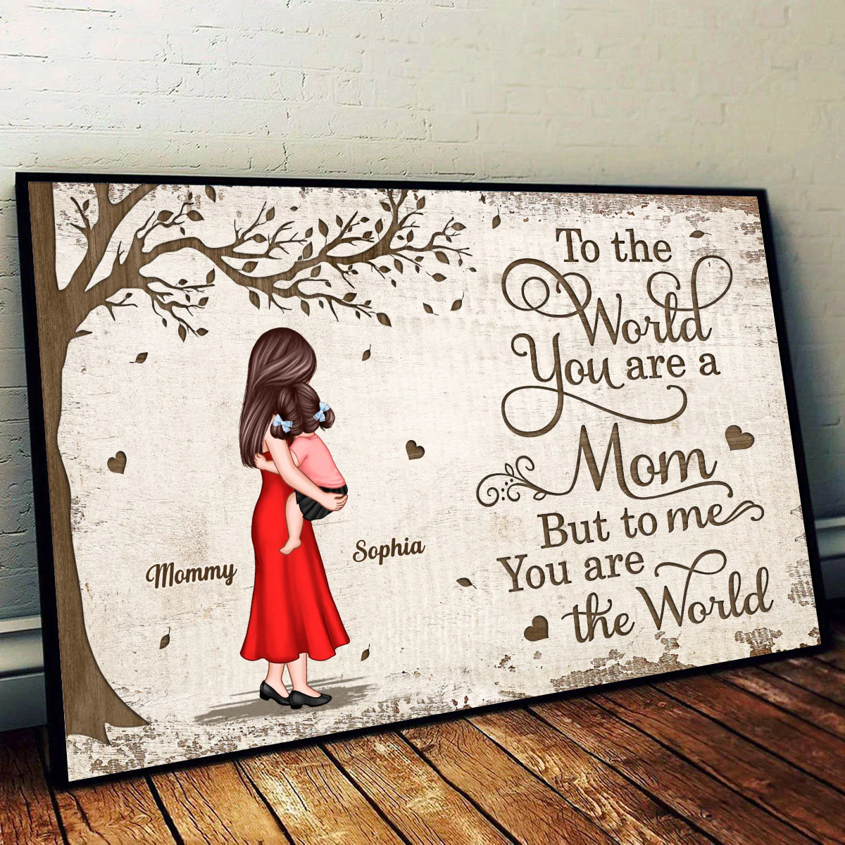 Mom Holding Kid Under Tree Personalized Poster, Gift For Mom - Image 2
