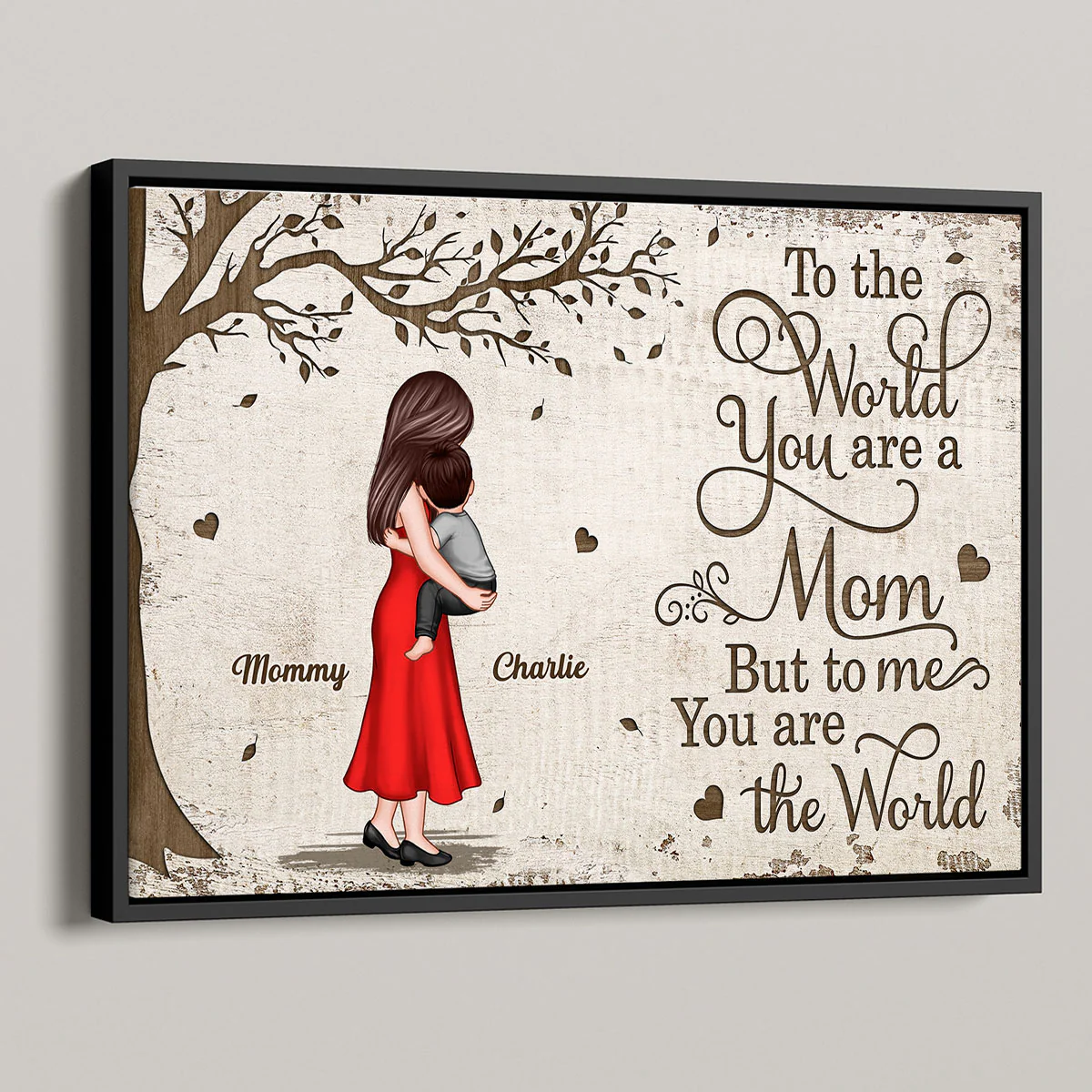 Mom Holding Kid Under Tree Personalized Poster, Gift For Mom - Image 4