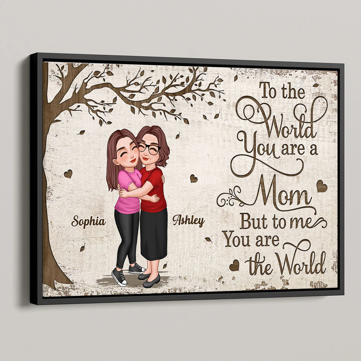 Mom Holding Son Daughter Under Tree Personalized Poster, Gift For Mom - Image 4