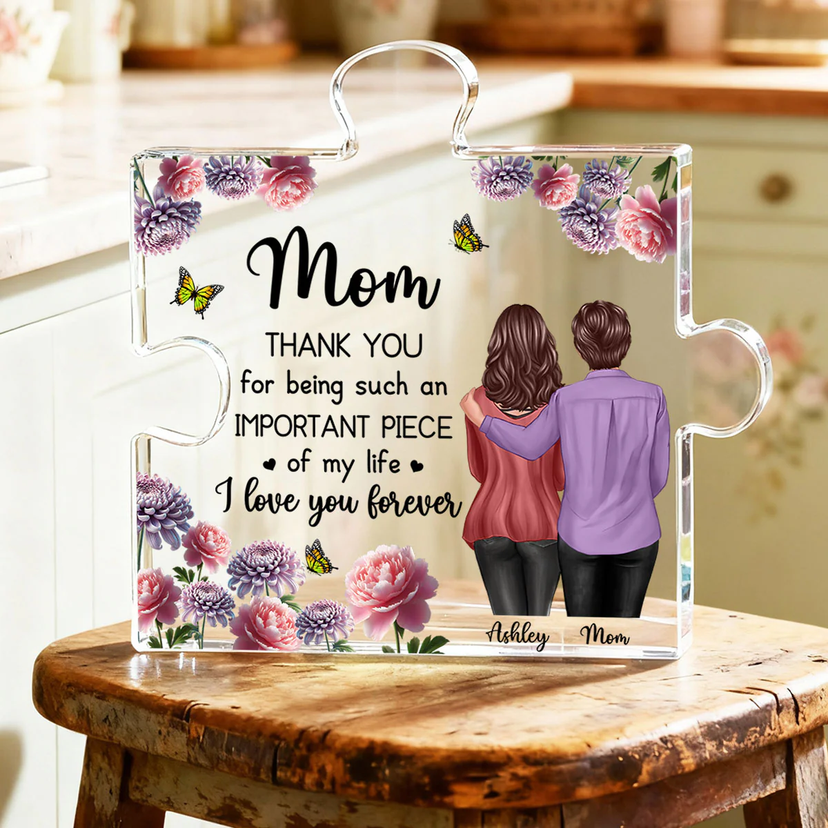 Mom I Love You Forever Birth Month Flowers - Personalized Acrylic Block Plaque - Heartfelt Gift For Mom, Grandma - Image 2