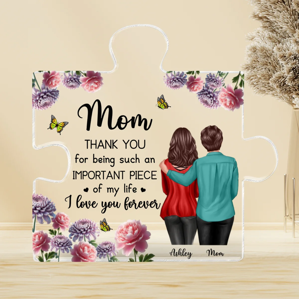 Mom I Love You Forever Birth Month Flowers - Personalized Acrylic Block Plaque - Heartfelt Gift For Mom, Grandma - Image 7