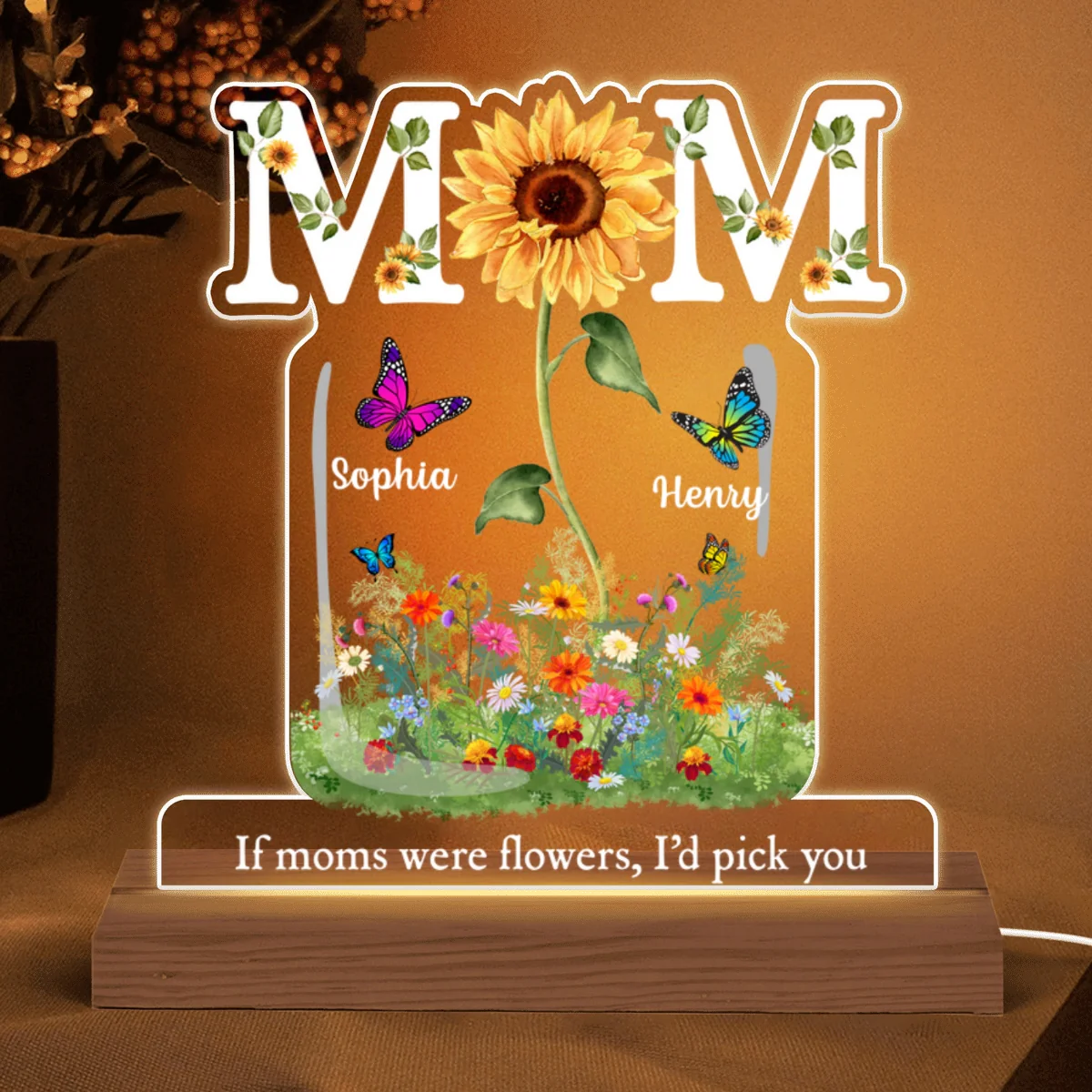 Mom Is Sunflower Flower Vase Personalized Custom Shape Led Night Light - Image 5