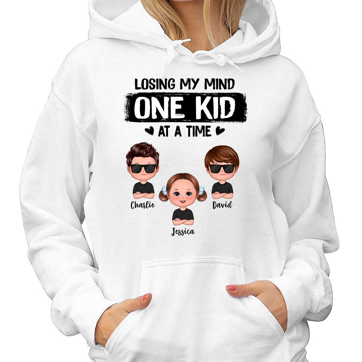 Mom Losing My Mind One Kid At A Time Doll Kids Personalized Shirt - Image 4