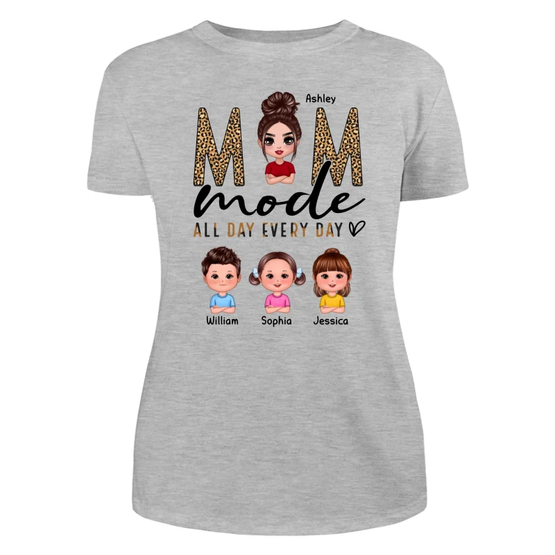 Mom Mode All Day Every Day Doll Mother Children Leopard Pattern Personalized Shirt - Image 10