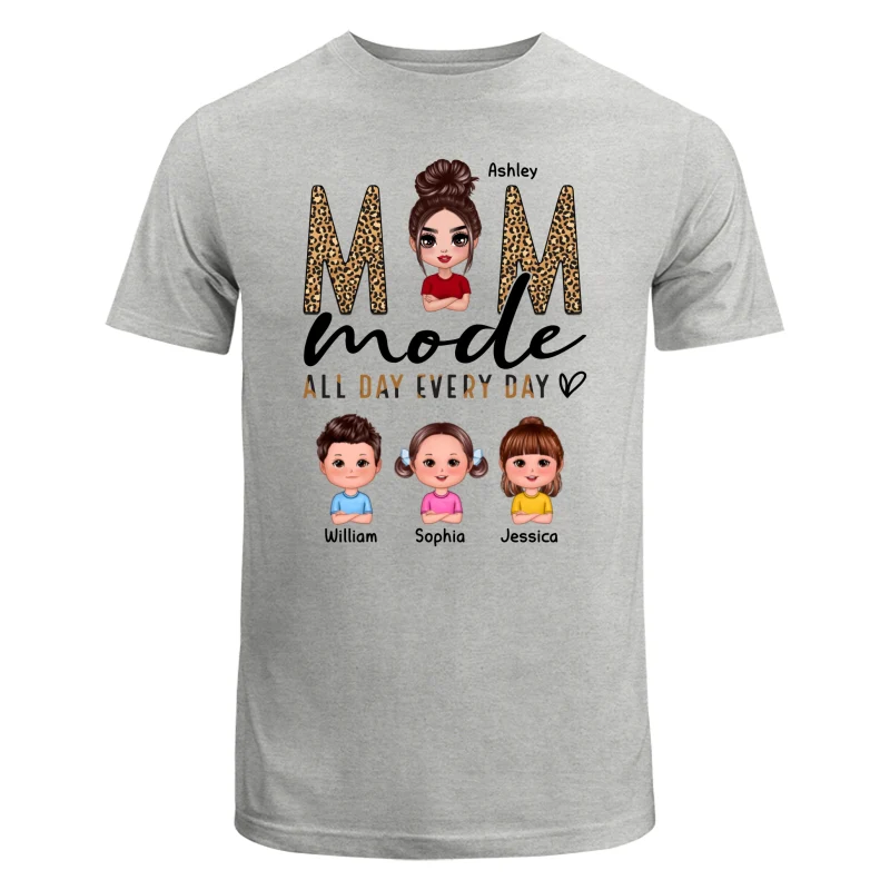 Mom Mode All Day Every Day Doll Mother Children Leopard Pattern Personalized Shirt - Image 6