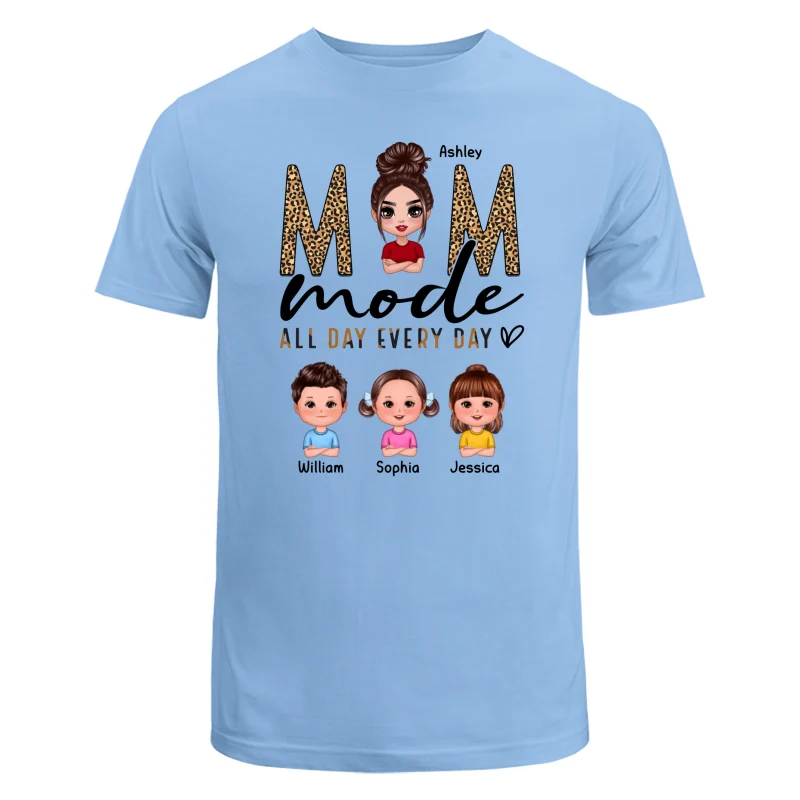 Mom Mode All Day Every Day Doll Mother Children Leopard Pattern Personalized Shirt - Image 8
