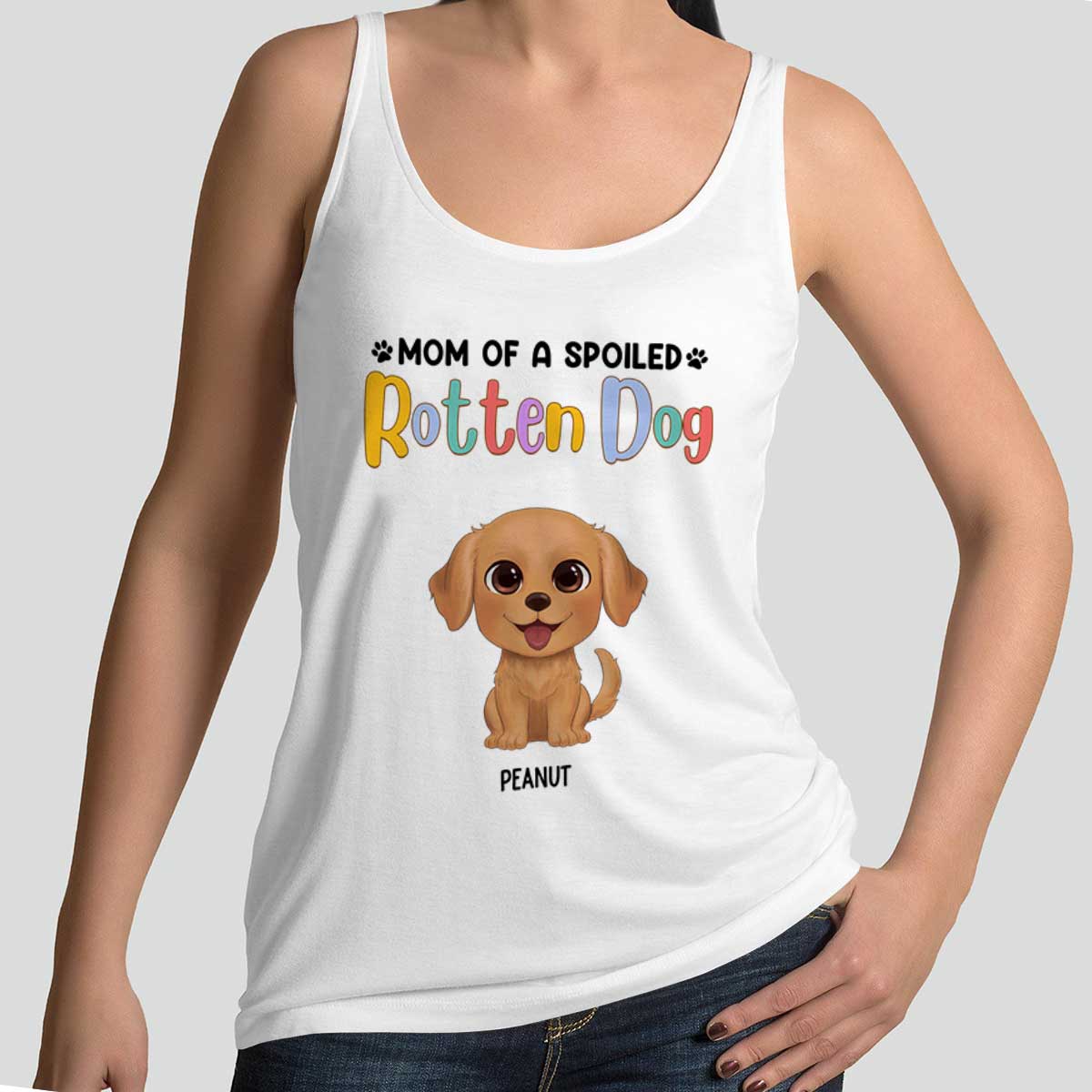 Mom Of Spoiled Rotten Watercolor Cute Dogs Personalized Tank Top Shirt - Image 2