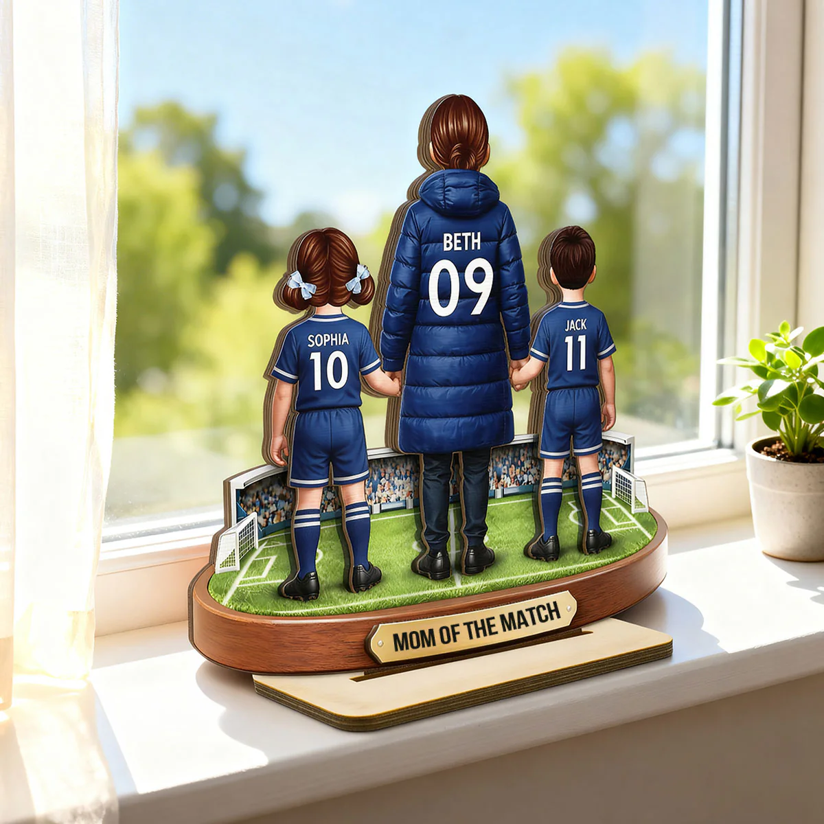 Mom of the Match - Personalized 2-Layered Wooden Plaque – Gift for Football Mom - Image 2
