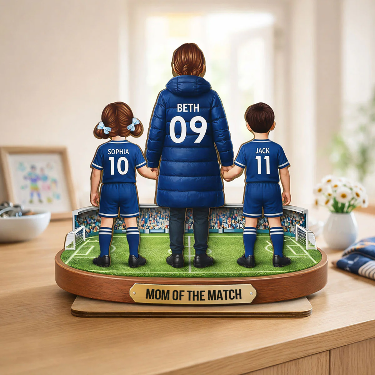 Mom of the Match - Personalized 2-Layered Wooden Plaque – Gift for Football Mom - Image 3
