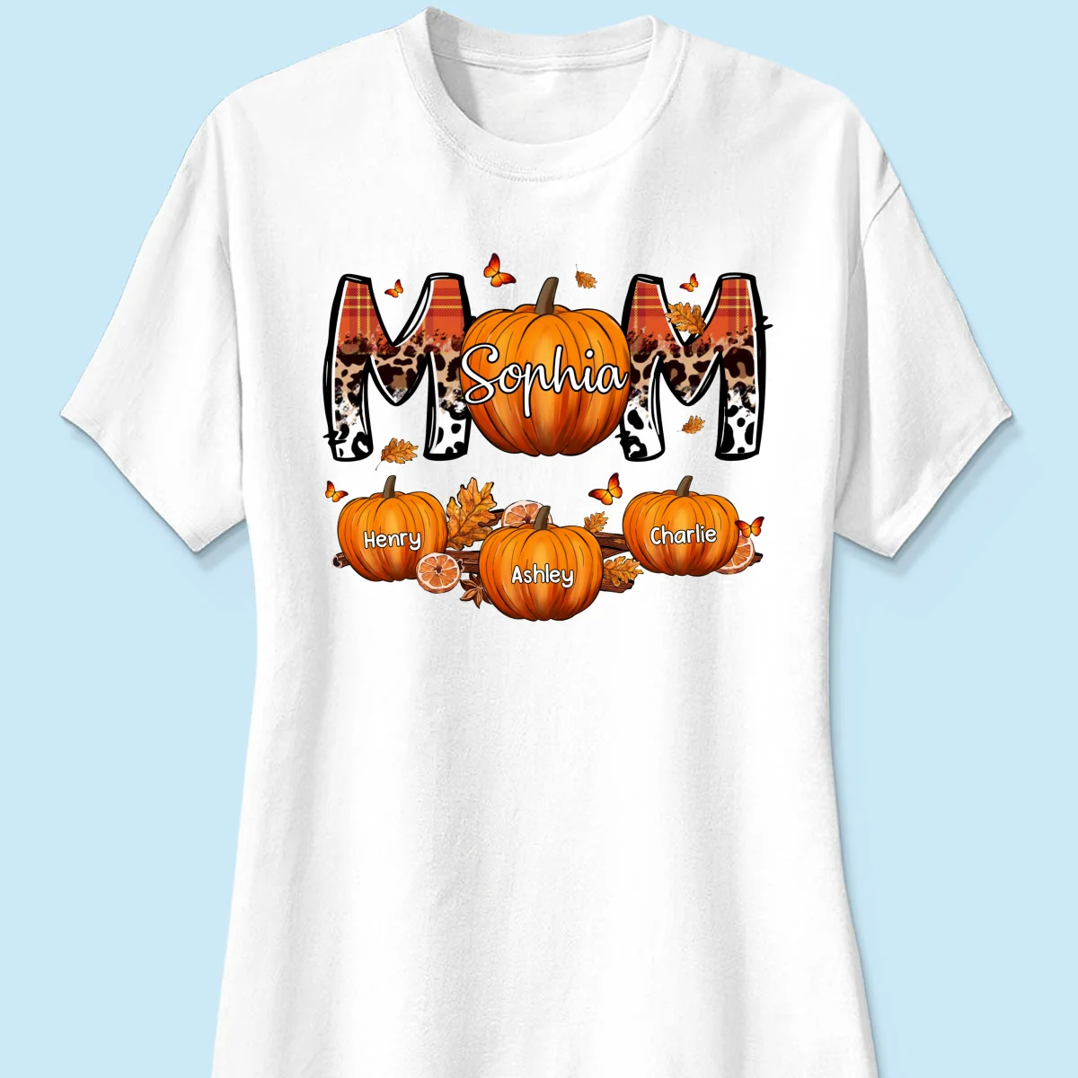 Mom Patterned Pumpkins Fall Season Personalized Shirt - Image 11