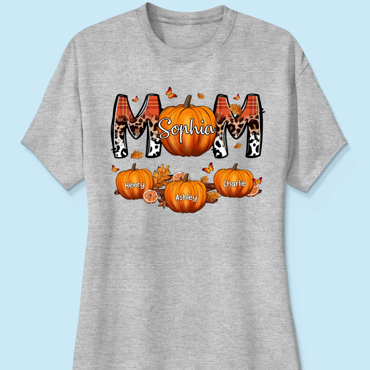 Mom Patterned Pumpkins Fall Season Personalized Shirt - Image 12