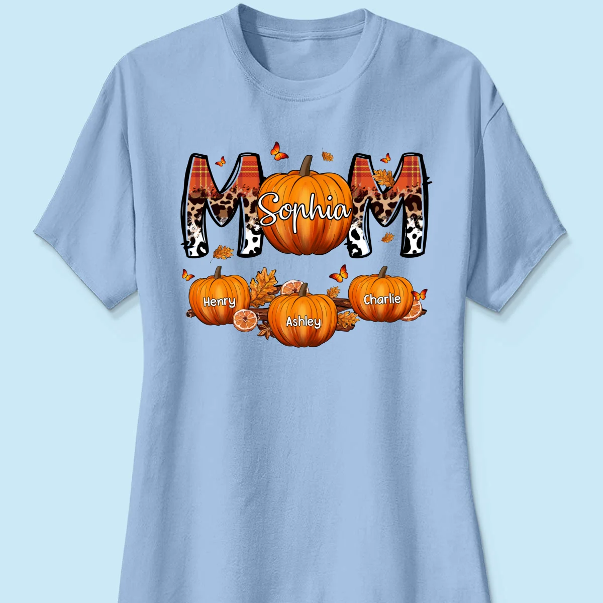 Mom Patterned Pumpkins Fall Season Personalized Shirt - Image 14