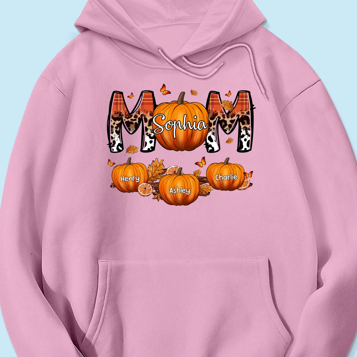 Mom Patterned Pumpkins Fall Season Personalized Shirt - Image 17
