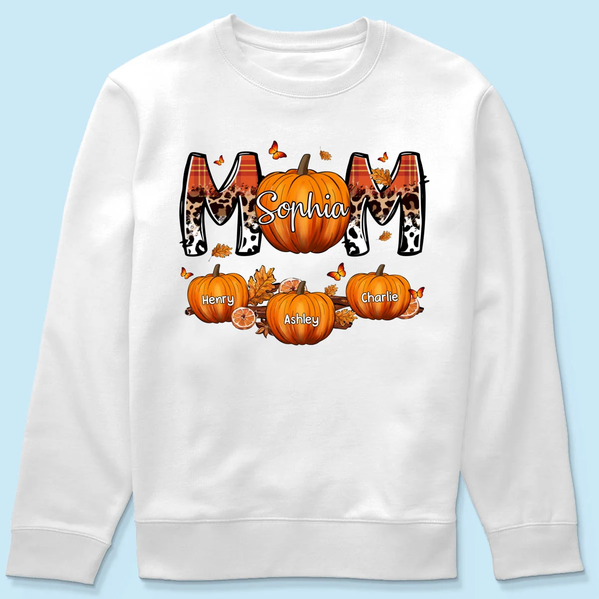 Mom Patterned Pumpkins Fall Season Personalized Shirt - Image 19
