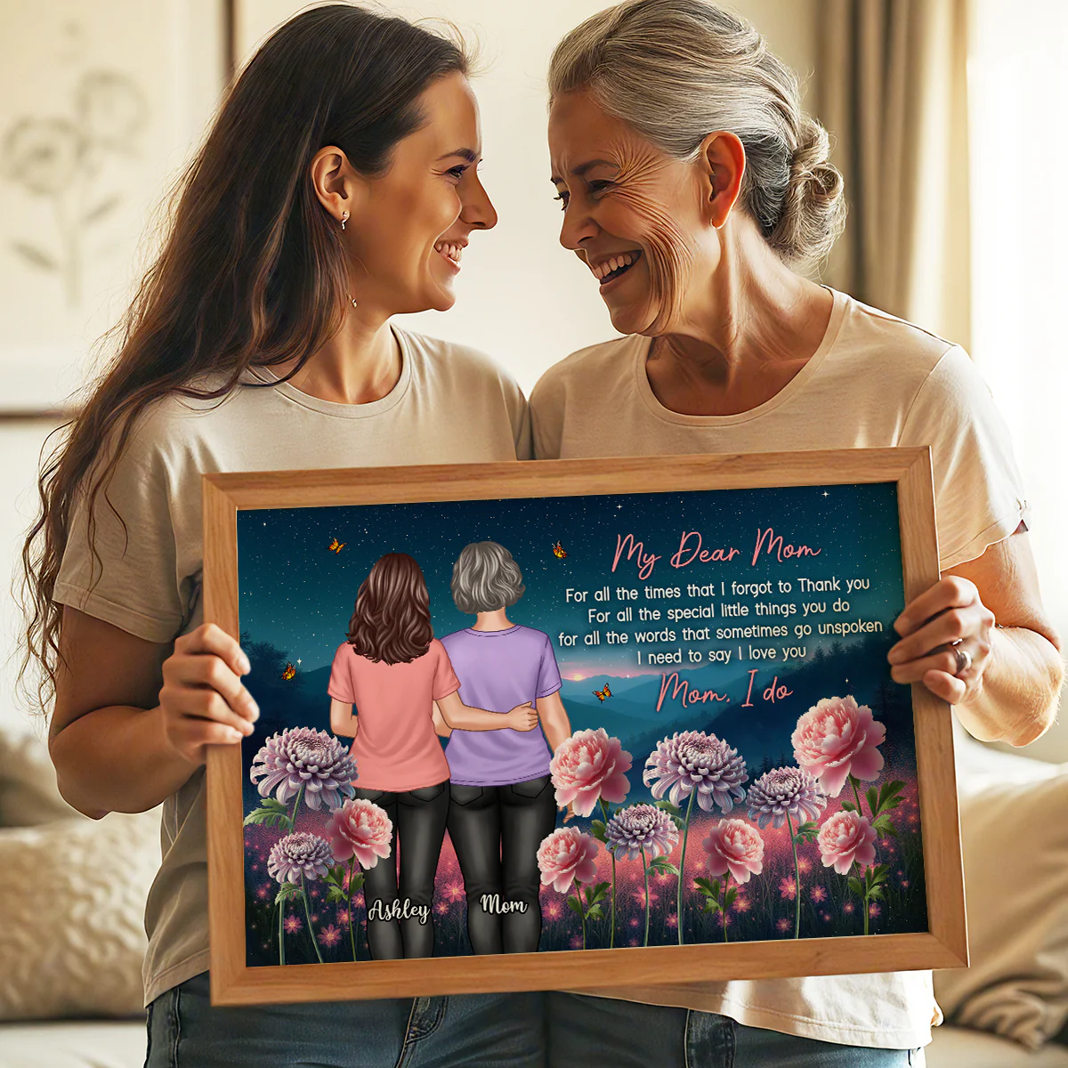 Mom Thank You Gift, Gift From Daughter Birth Flower Personalized Poster - Image 2