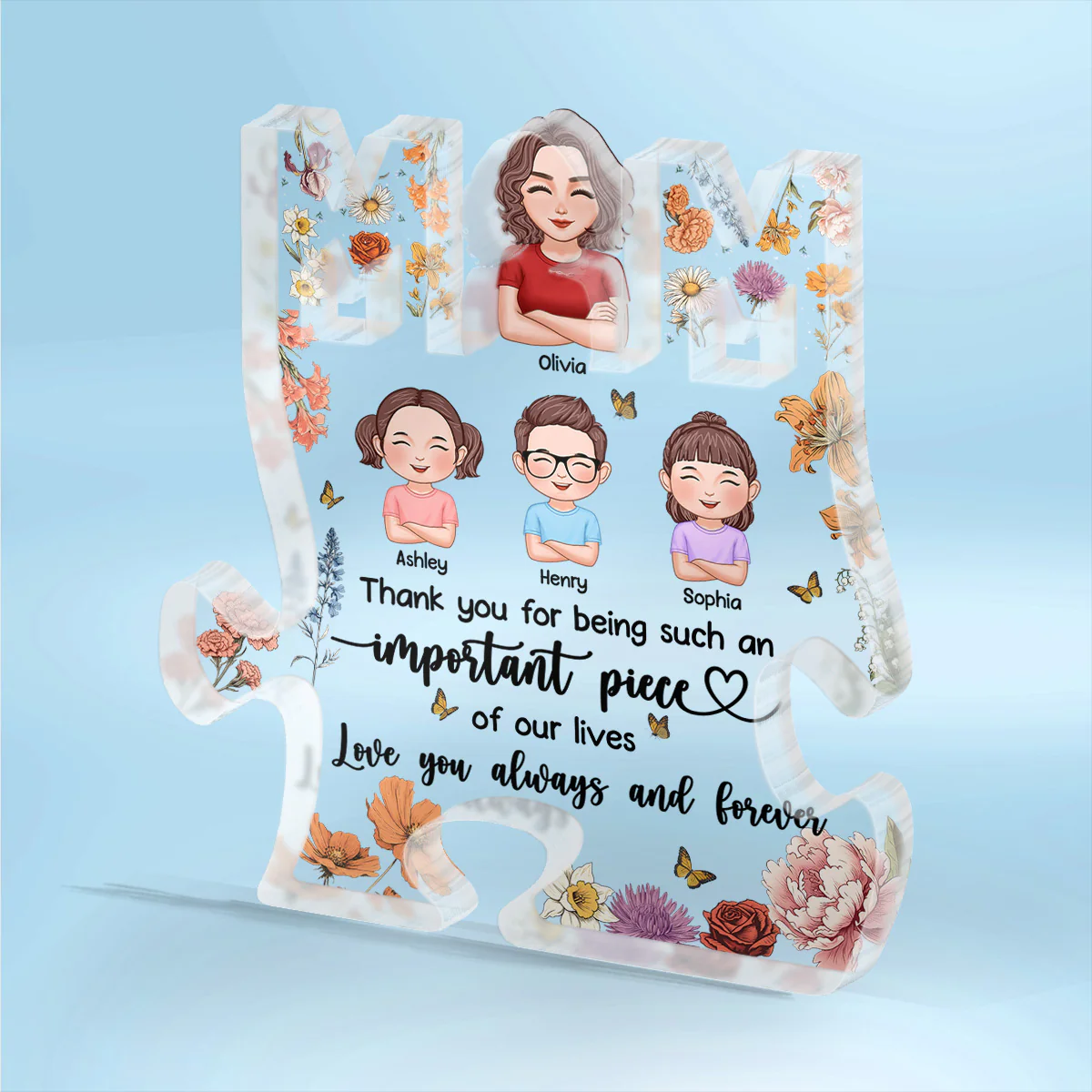 Mom Thank You Puzzle Personalized Acrylic Block Plaque - Image 2