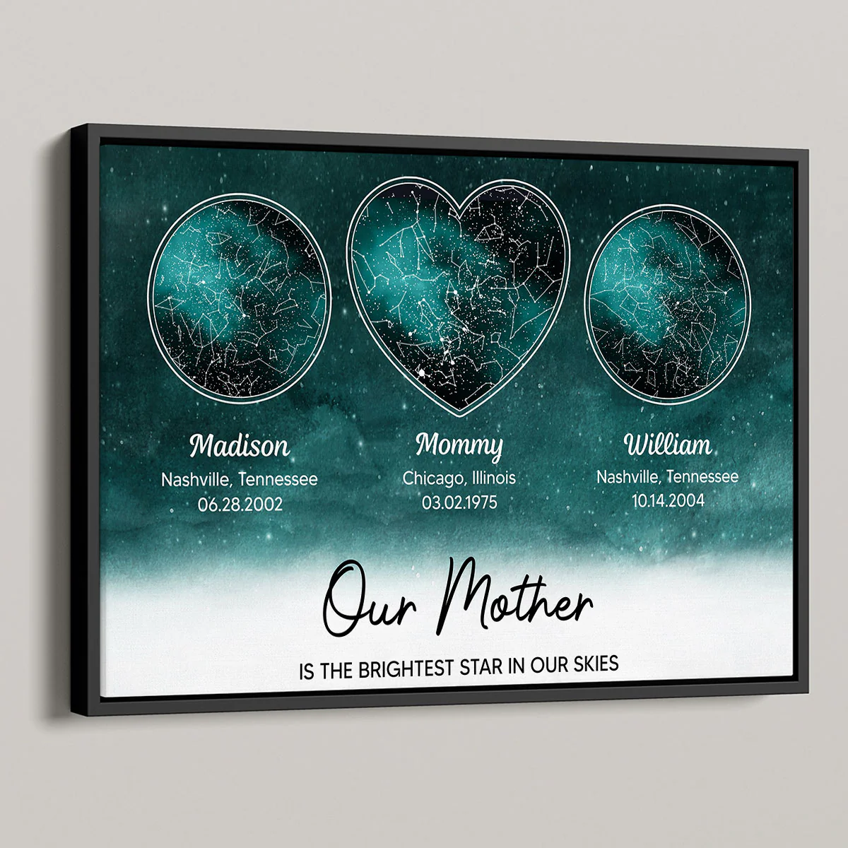 Mom The Brightest Star Custom Star Map by Location & Date, Real Astronomical Data, Personalized Poster Gift for Mom from Daughter, Gift for Mom from Son - Image 2