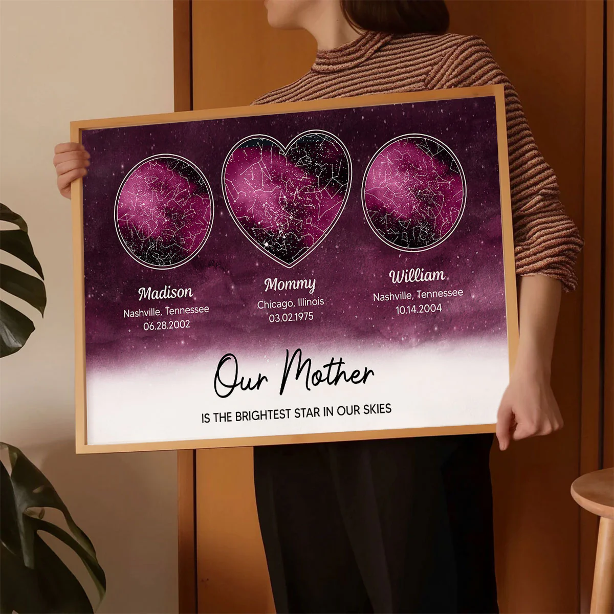 Mom The Brightest Star Custom Star Map by Location & Date, Real Astronomical Data, Personalized Poster Gift for Mom from Daughter, Gift for Mom from Son - Image 4