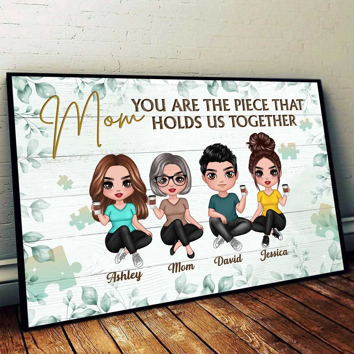 Mom The Piece Holds Us Together Personalized Horizontal Poster - Image 2