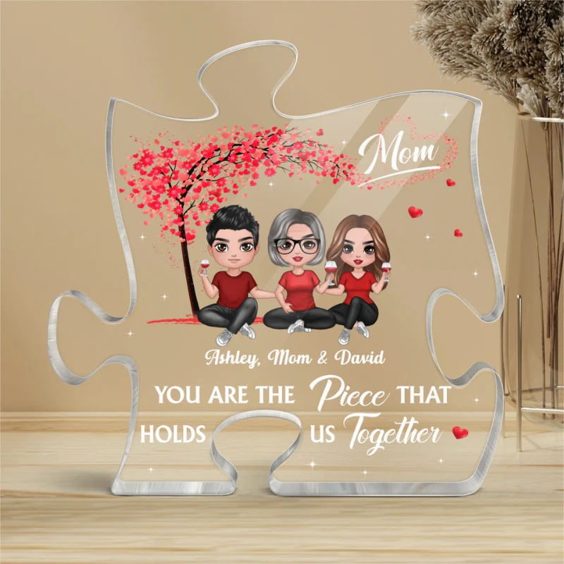Mom The Piece Holds Us Together Red Tree Personalized Acrylic Puzzle Plaque Mother‘s Day Gift For Mom - Image 4