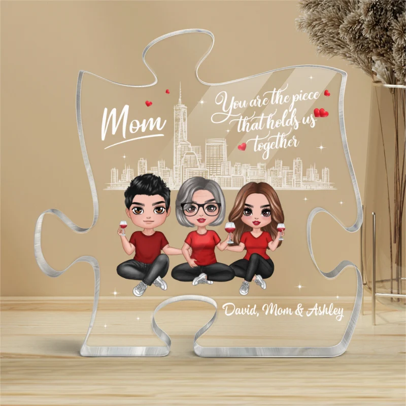 Mom The Piece Holds Us Together Skyline Personalized Acrylic Puzzle Plaque Mother‘s Day Gift For Mom - Image 4