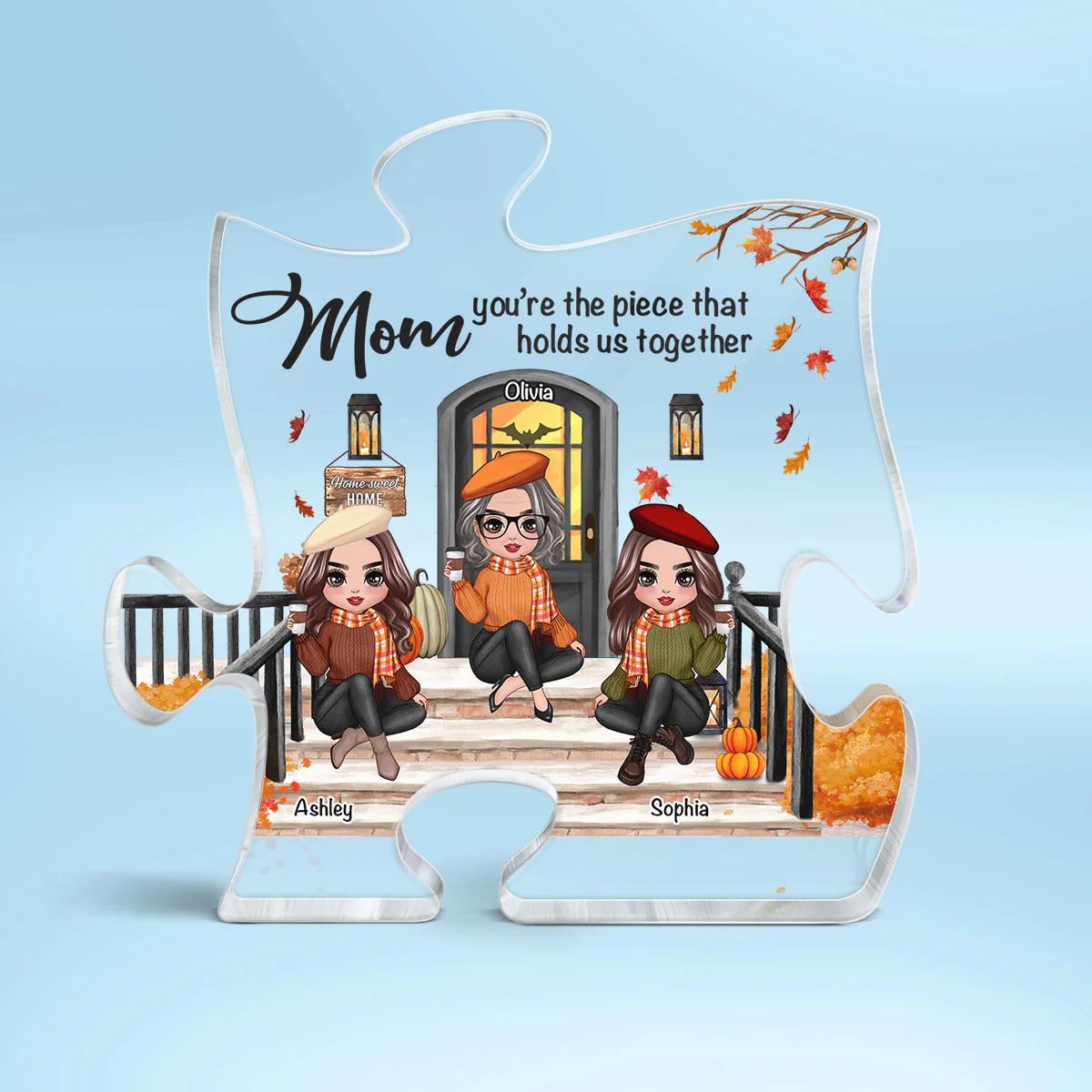 Mom The Piece That Holds Us Together Fall Season Personalized Acrylic Puzzle Plaque - Image 2