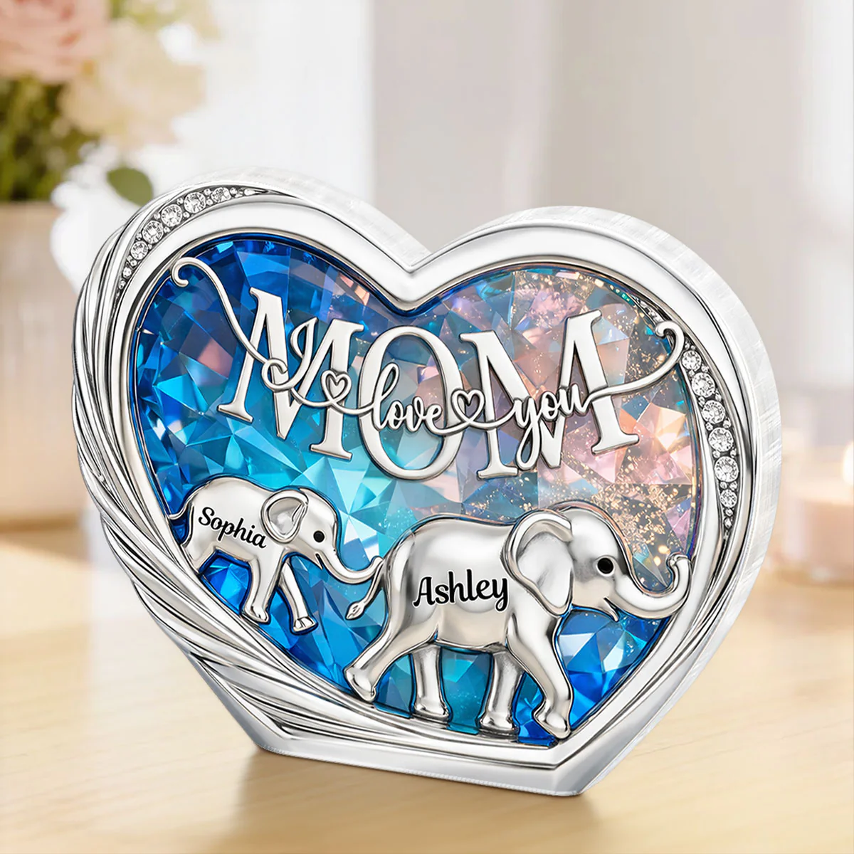 Mom We Love You Elephant Following - Personalized Acrylic Block Plaque - Heartfelt Mother's Day Gift for Mom - Image 4