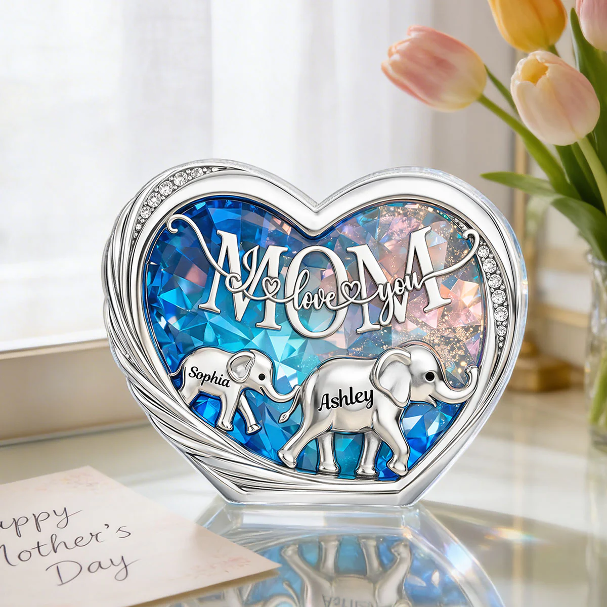 Mom We Love You Elephant Following - Personalized Acrylic Block Plaque - Heartfelt Mother's Day Gift for Mom - Image 5