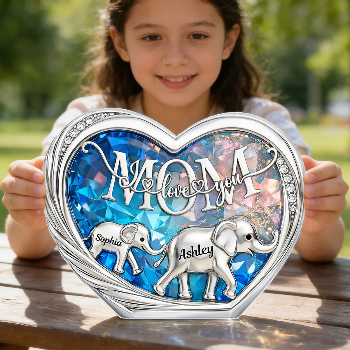 Mom We Love You Elephant Following - Personalized Acrylic Block Plaque - Heartfelt Mother's Day Gift for Mom - Image 6