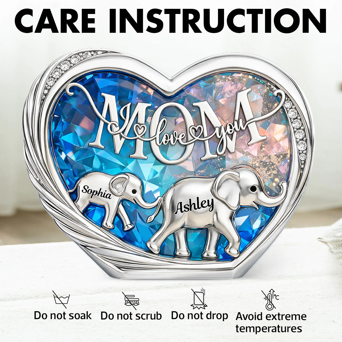 Mom We Love You Elephant Following - Personalized Acrylic Block Plaque - Heartfelt Mother's Day Gift for Mom - Image 8