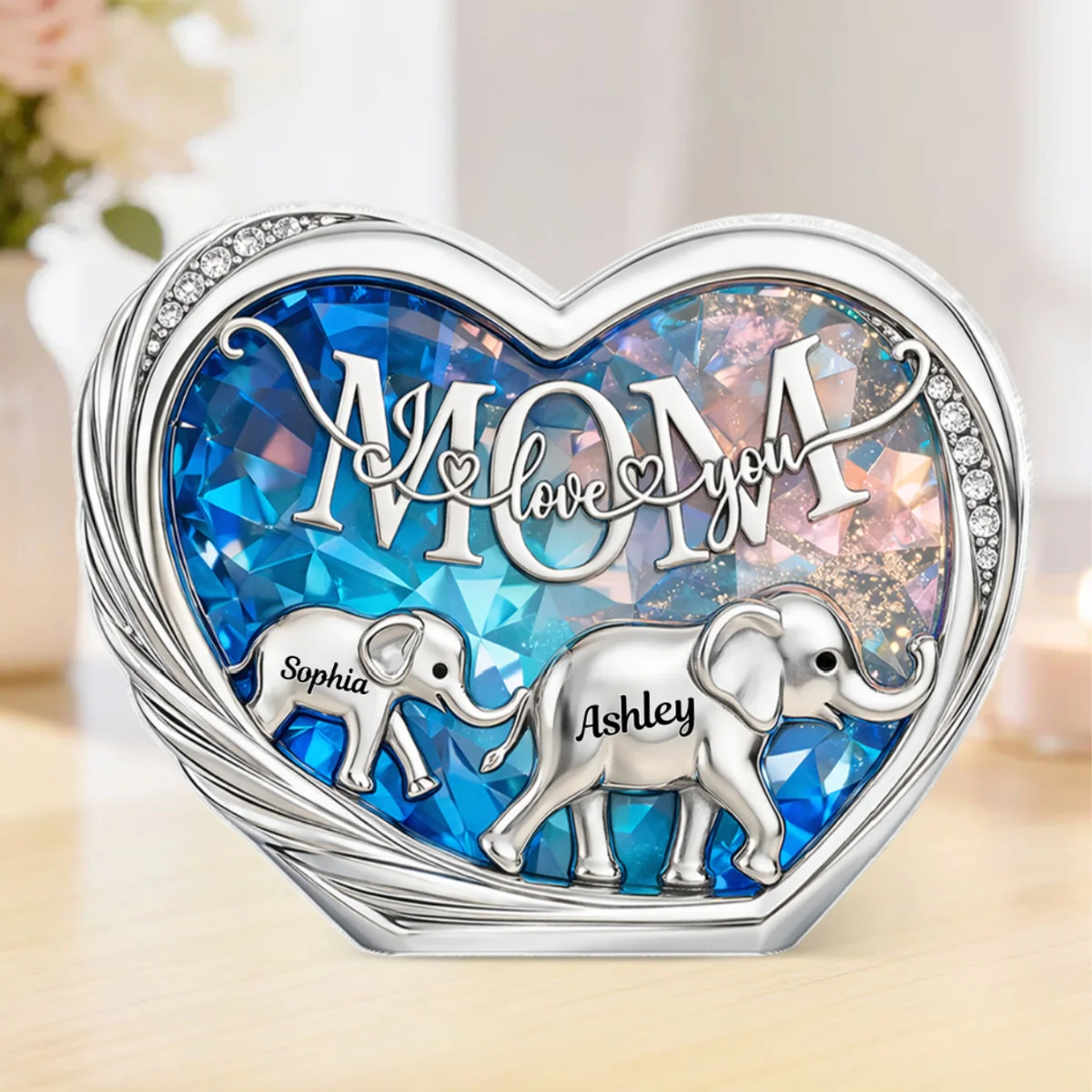 Mom We Love You Elephant Following - Personalized Acrylic Block Plaque - Heartfelt Mother's Day Gift for Mom - Image 9