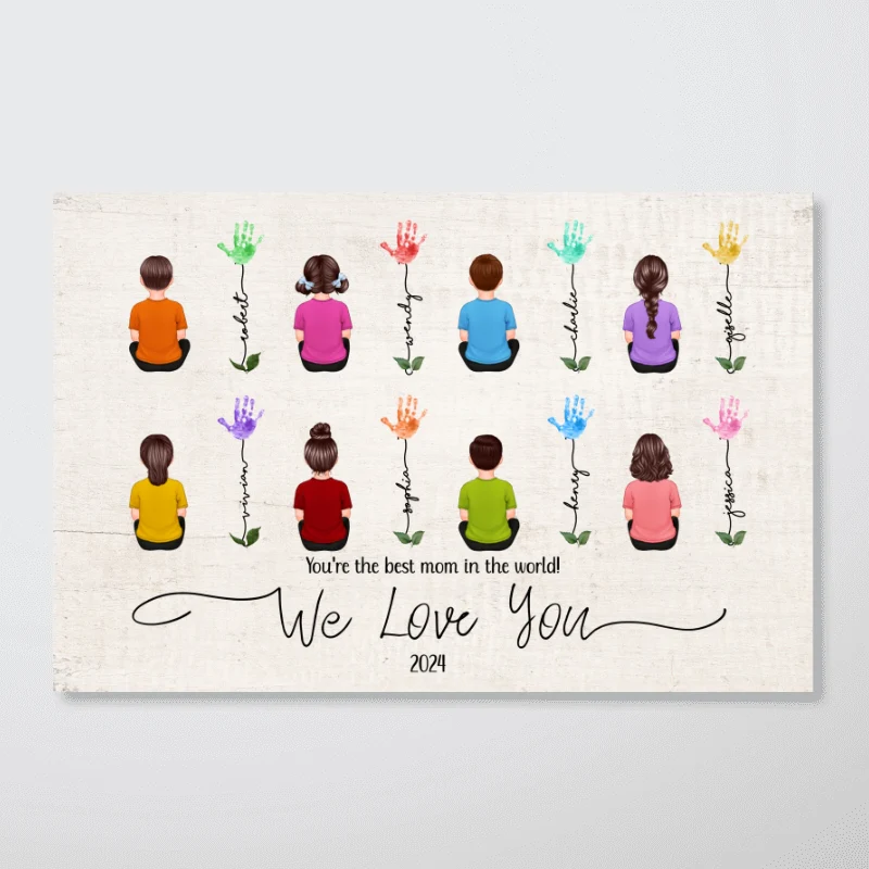 Mom We Love You Handprint, Gift, Birthday Gift, Personalized Poster - Image 5