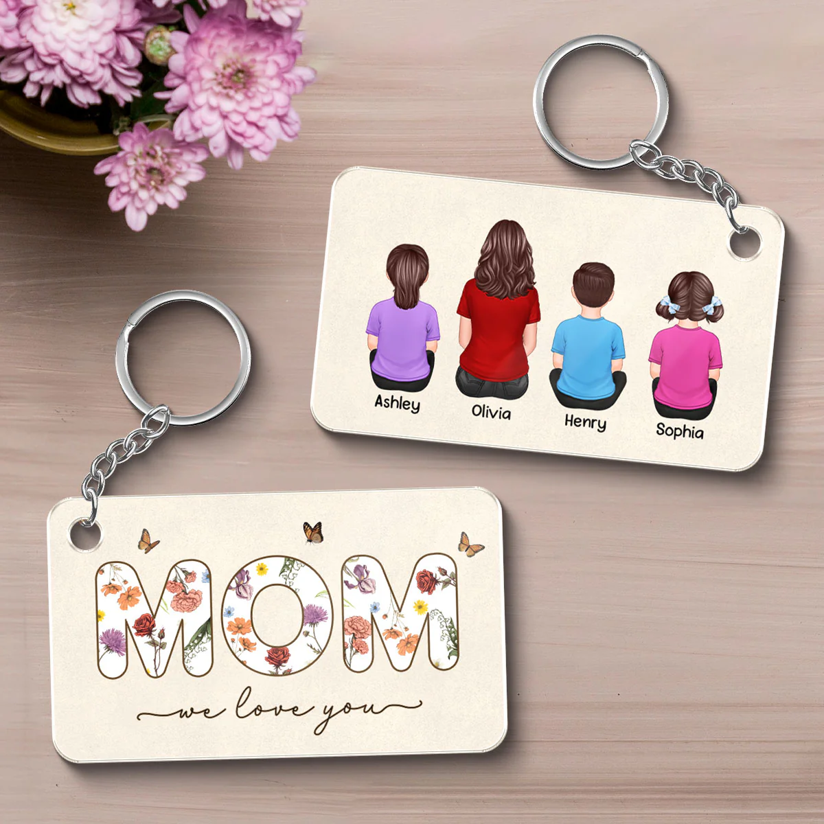 Mom We Love You Personalized Acrylic Keychain, Gift For Mom - Image 4