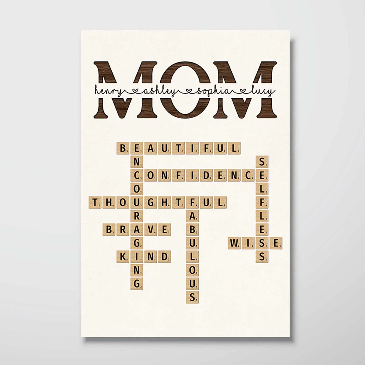 MOM Words Art Why We Love You Crossword Puzzle Create Your Own Unique Gift Personalized Poster, Mother‘s Day Gift