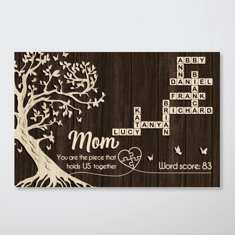 Mom You Are the Piece That Holds us Together, Crossword Puzzle Art - Personalized Poster - Sentimental Gift for Mom - Image 11