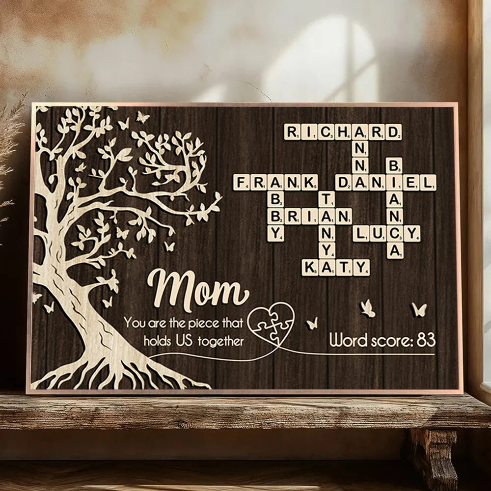 Mom You Are the Piece That Holds us Together, Crossword Puzzle Art - Personalized Poster - Sentimental Gift for Mom - Image 4