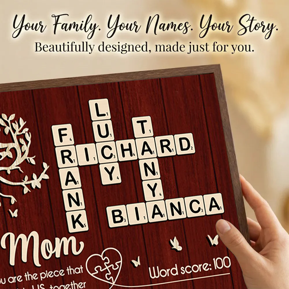 Mom You Are the Piece That Holds us Together, Crossword Puzzle Art - Personalized Poster - Sentimental Gift for Mom - Image 5