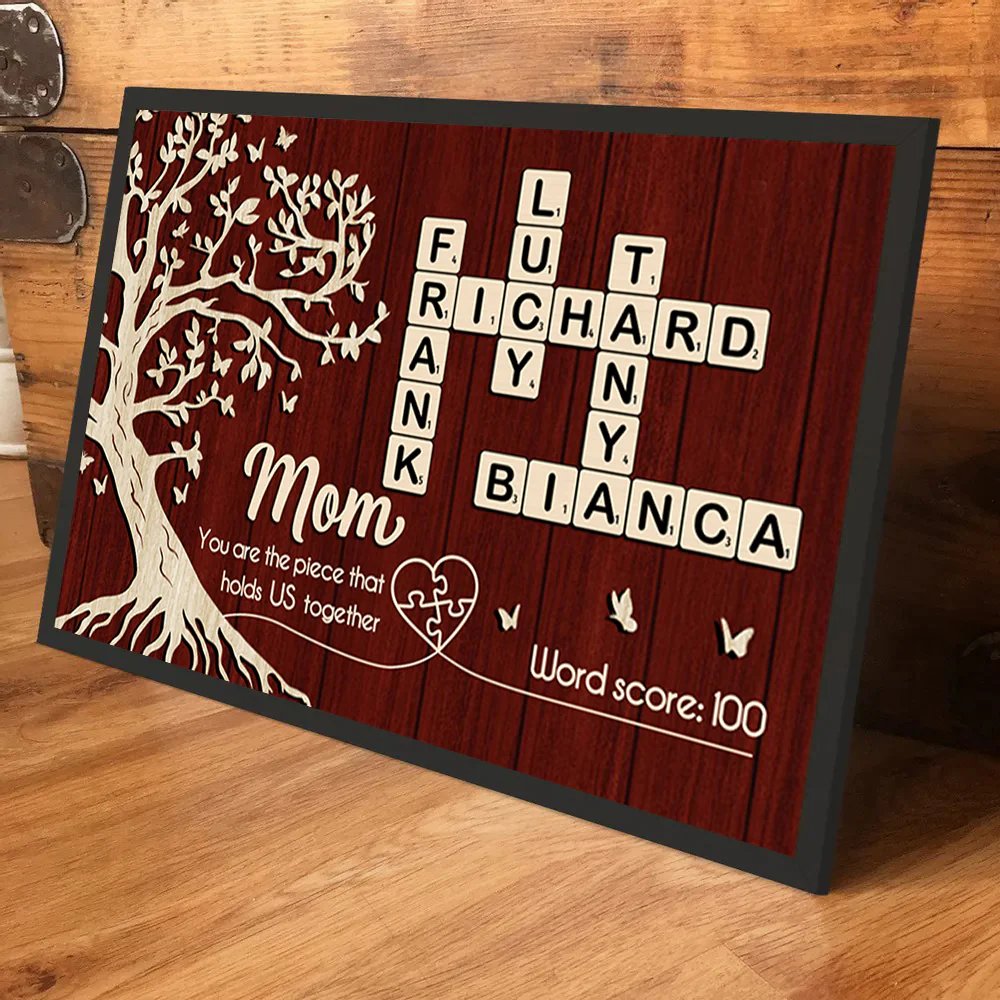 Mom You Are the Piece That Holds us Together, Crossword Puzzle Art - Personalized Poster - Sentimental Gift for Mom - Image 6