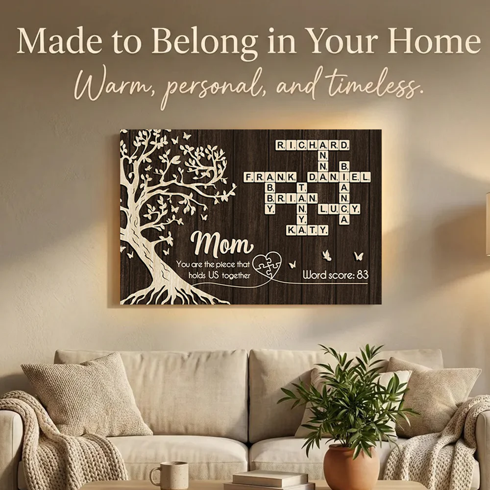 Mom You Are the Piece That Holds us Together, Crossword Puzzle Art - Personalized Poster - Sentimental Gift for Mom - Image 7
