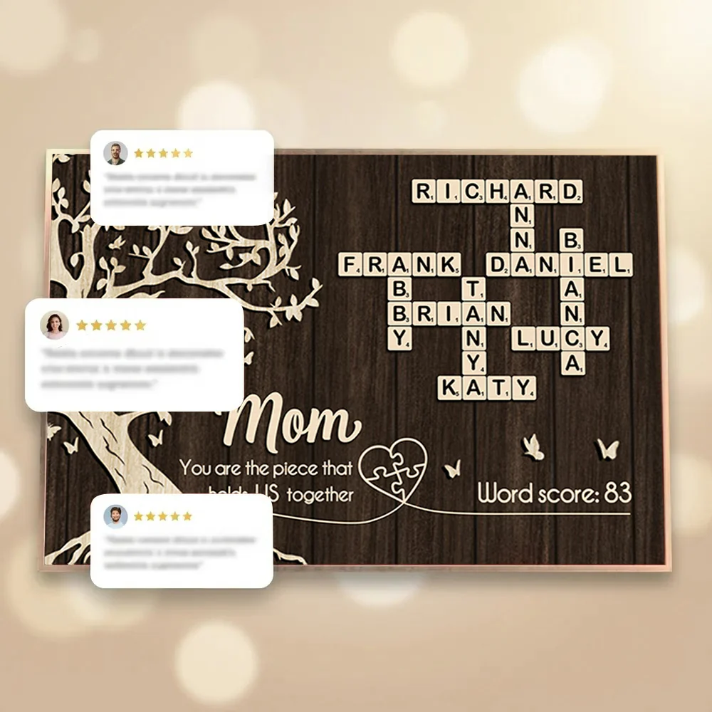 Mom You Are the Piece That Holds us Together, Crossword Puzzle Art - Personalized Poster - Sentimental Gift for Mom - Image 8