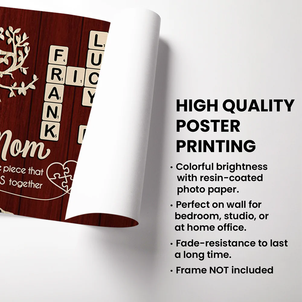 Mom You Are the Piece That Holds us Together, Crossword Puzzle Art - Personalized Poster - Sentimental Gift for Mom - Image 9