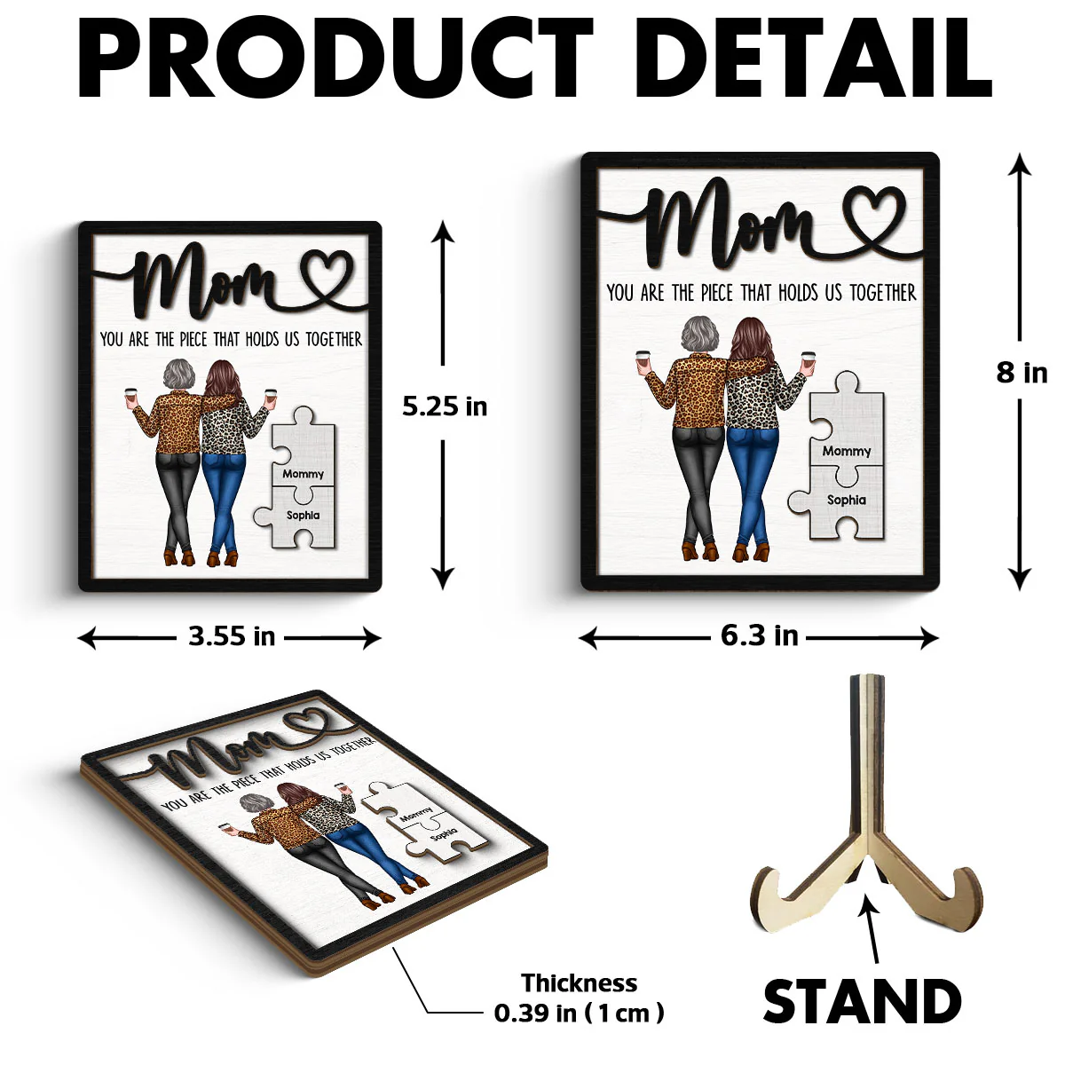 Mom You Are The Piece That Holds Us Together Personalized 2-Layer Wooden Plaque - Image 6
