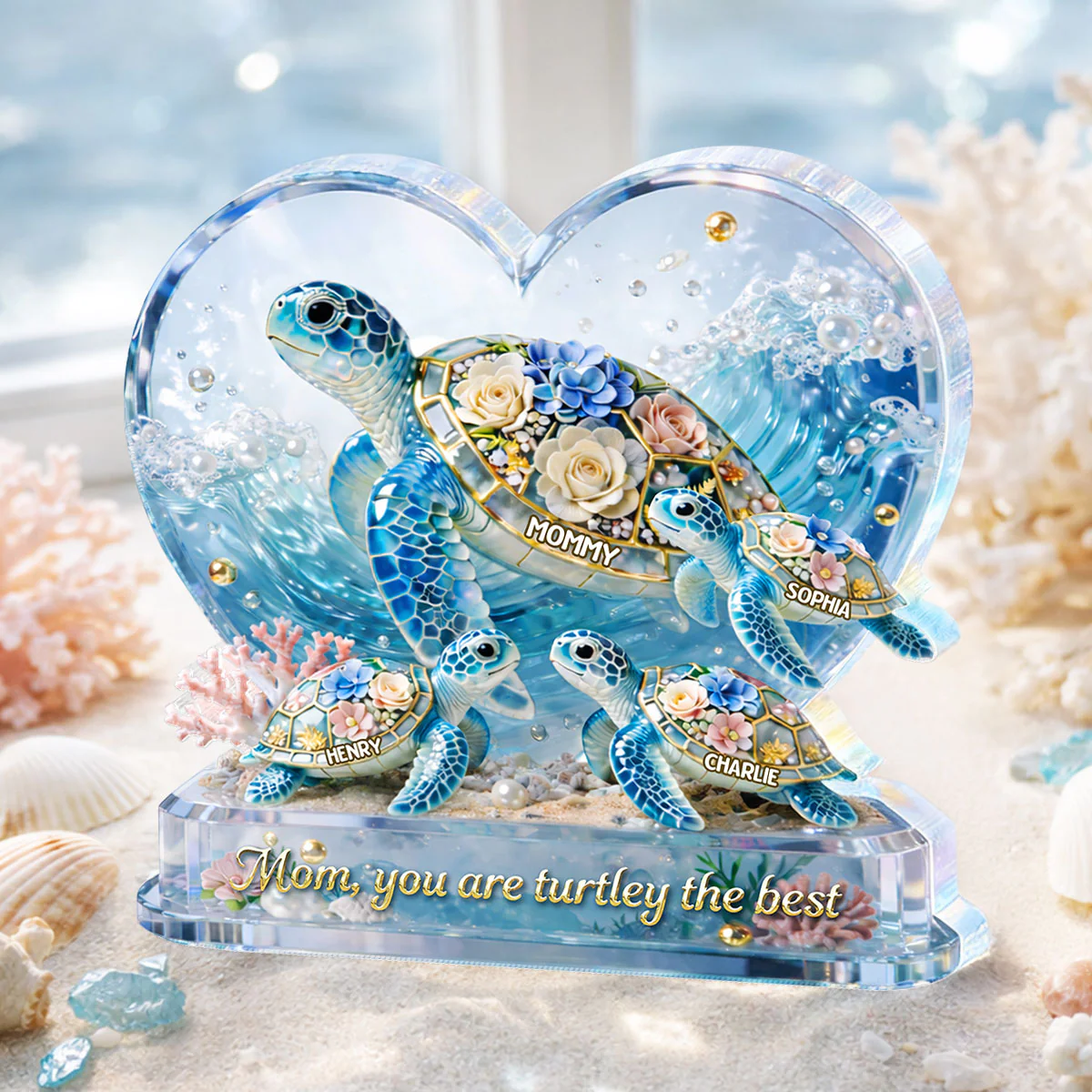 Mom You Are Turtley The Best - Personalized Acrylic Block Plaque - Gift For Mom, Grandma - Image 4